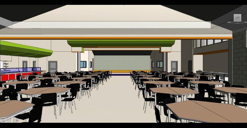 Interior rendering of the community dining hall
