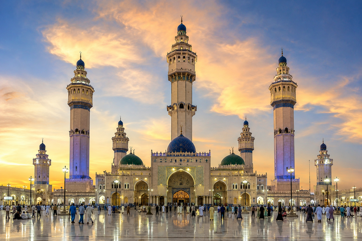 The Grand Mosque of Touba, Senegal, at sunset