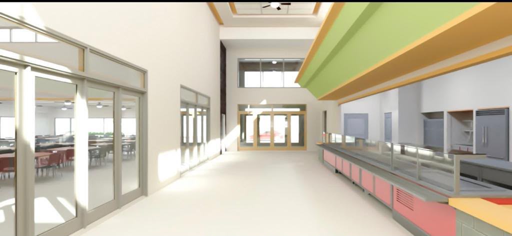 Interior rendering of the lobby and community hallway