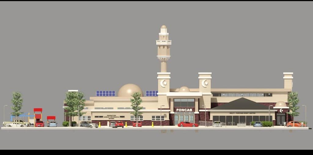 Architectural rendering of the future Touba Ta'awun of North Texas Islamic center